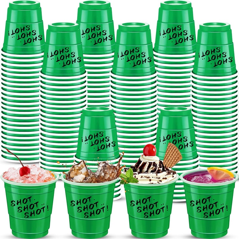 cssopenss 120 pcs Green Plastic Shot Glasses 2 oz green shot cups st. patrick's day shot glasses disposable for drinking Tastings served Snacks Jello Tastings and Samples - Image 1